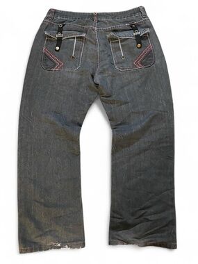 Red Ape Men's Vintage Y2K Hip Hop Baggy Denim Jeans‎ Black W38 L33